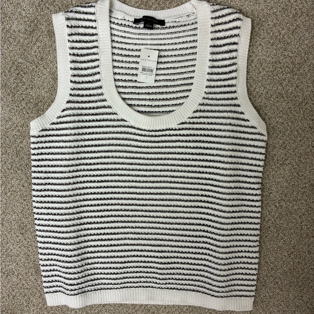 Ann Taylor Monochrome Striped Knit Top